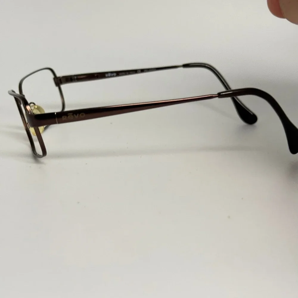 Revo 3027 081-S/61 Polarized Sunglasses Brown Metal Rectangle Made in Italy 55mm